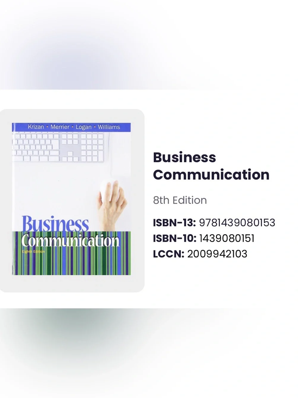 Business Communication 8th Edition - White and Blue Cover